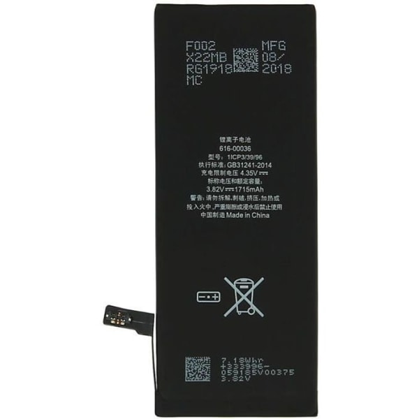 Internt batteri iPhone 6S Lithium-ION 1715 mAh erstatter APN 616-00036 Sort