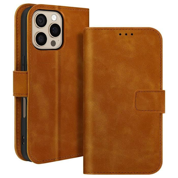 Fodral för iPhone 16 Pro Max Wallet Flip Video Support Brun kastanj