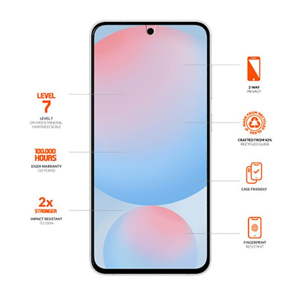 Härdat glas 2.5D för Galaxy S24 Plus / S25 Plus Privacy Ultra Resistenta Eiger Svart transparent Svart