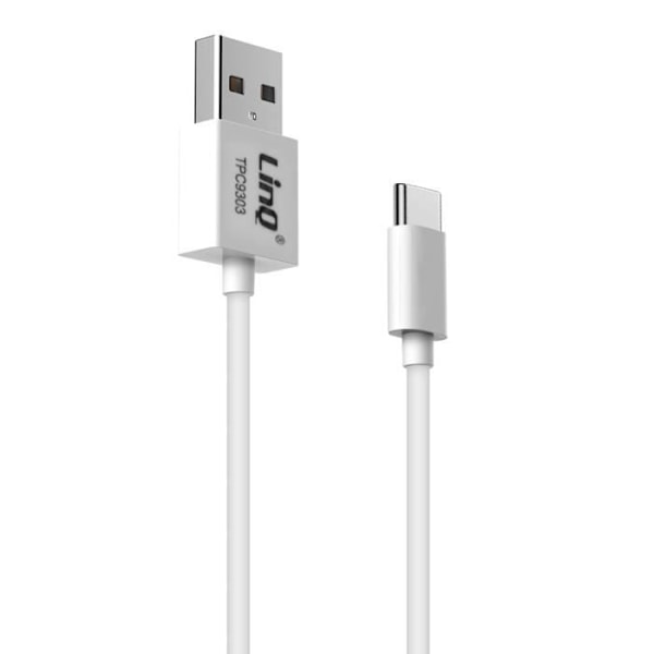 USB-USB Type C -kaapeli Lataus ja synkronointi Pikalataus 5A 3m LinQ White