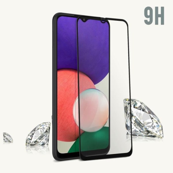 Galaxy A22 5G skärmfilm - Beständigt keramiskt glas - Anti-fingeravtryck - Svart kontur Svart