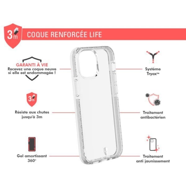 Coque - Force Case - iPhone 13 mini - Elinikäinen takuu - Läpinäkyvä - Kova Transparent