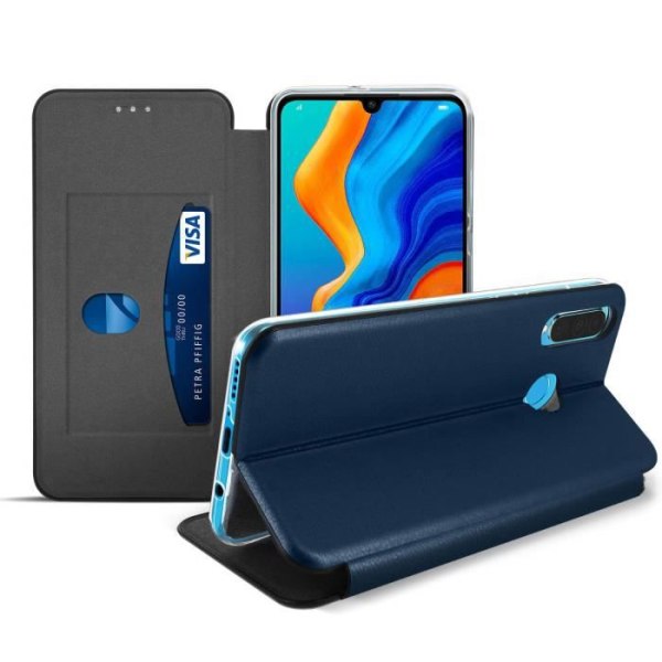 Etui - AVIZAR - P30 Lite/P30 Lite XL - Textureret kunstlæder - Blå - Indbygget video support Blå