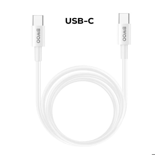 Laddare 30W GaN USB C med USB C / USB C-kabel 60W 1m Bwoo Vit