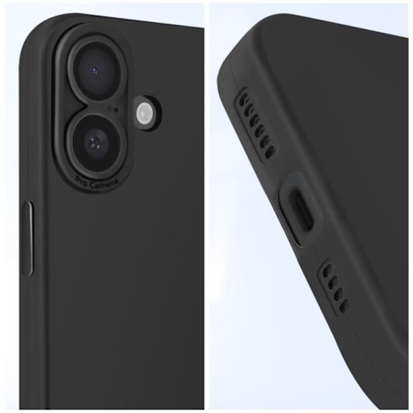 Silikonfölja för iPhone 16 Plus, Tun design, Lätt, Svart Svart