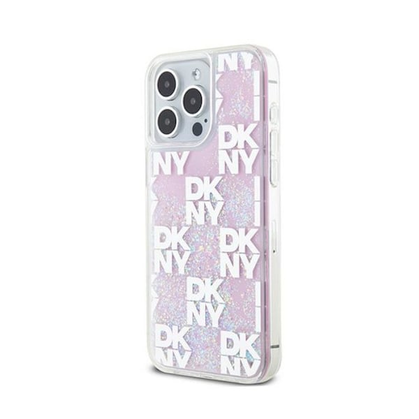 DKNY Liquid Glitter Multilogo - Kotelo iPhone 15 Pro Maxille (vaaleanpunainen)