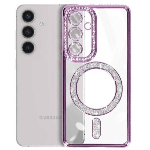 Timanttikotelo Samsung Galaxy S24 Plus MagSafe Contour Rhinestone Purple -puhelimelle Lila