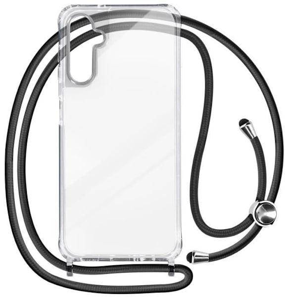 Skal - Snöre - Samsung Galaxy A14 - Hård - Transparent - Justerbar rem 90 cm Vit