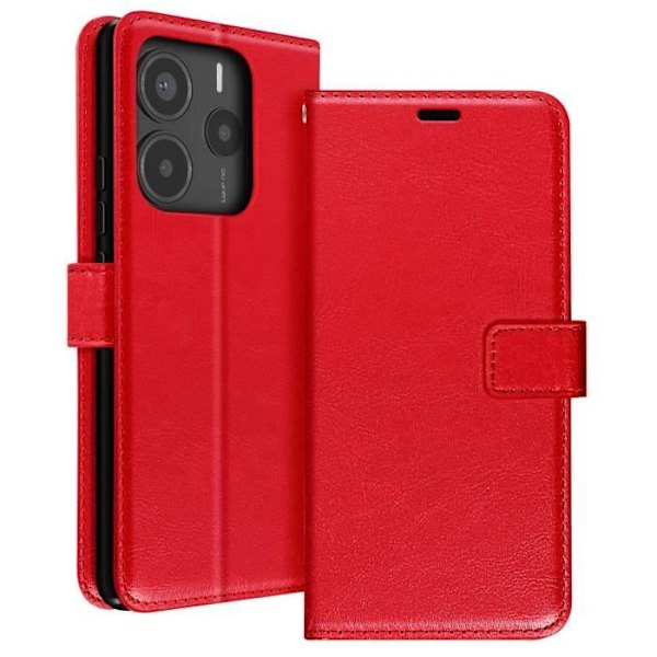 Etui til Xiaomi Redmi Note 14 5G Brieftaske med Håndledsrem Mayaxess Rød Röd