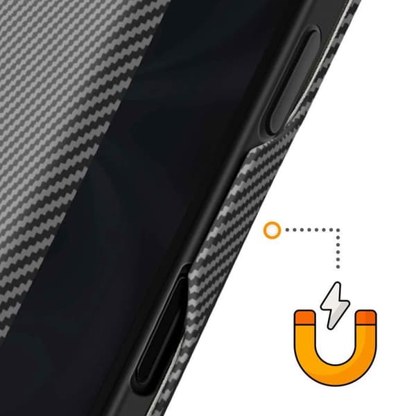Smartphonefoder - iPhone 16 - Kolfiber - Videostöd - Anti-RFID Svart Svart