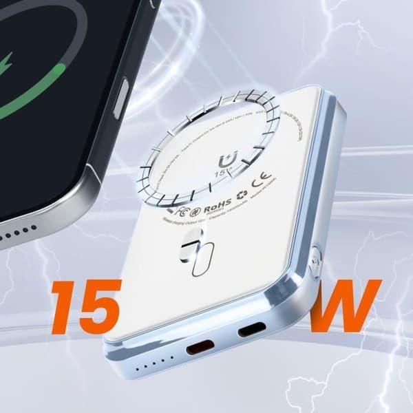 Reservbatteri MagSafe 5000 mAh 15W Kompakt LinQ Vit Hvid