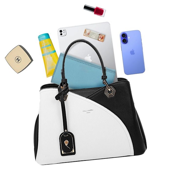 Elegant Handbag for Women with Grain Effect Gallantry White / Black Vit