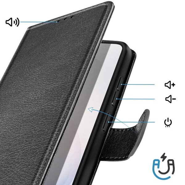 Pungetui til Galaxy S26 Ultra Chesterfield Grainet Standfunktion Sort Svart