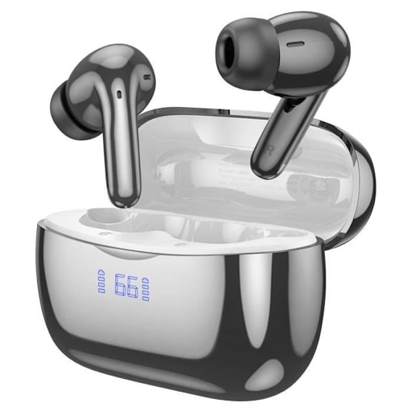 Bluetooth-hörlurar - HOKO - Svart modell - Brusreducering - 7h batteritid - Kromeffekt Svart