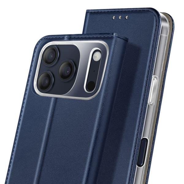 Folio-fodral - AVIZAR - iPhone 17 Pro Max - Syntetläder - Kortficka - Videostativ Blå