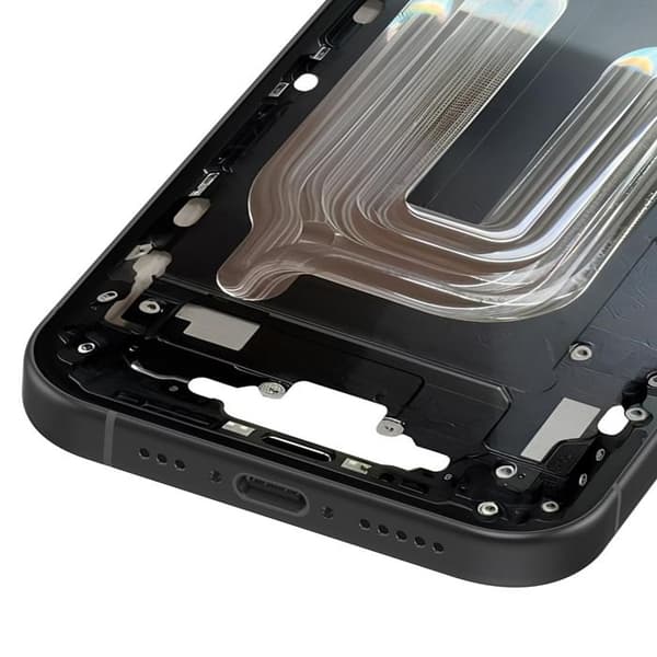 Erstatningscentralchassis til iPhone 17 med sort varmeledning Svart
