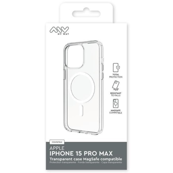 Skal till iPhone 15 Pro Max kompatibelt MagSafe Myway Clear Transparent