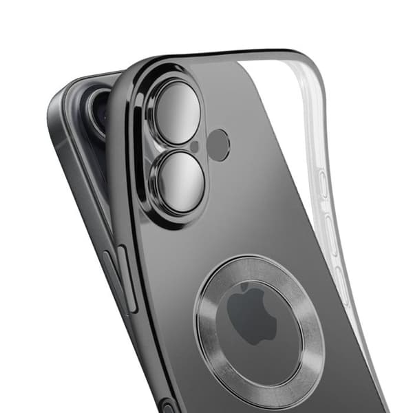 Cover - ADVARSEL - iPhone 17 - Blød Silikone - Kromkant - Stødbeskyttelse Svart