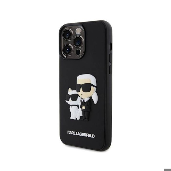 Coque til iPhone 14 Pro Max 3D Karl og Choupette Forstærket Karl Lagerfeld Sort Svart