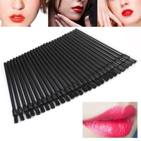 50 stk/sæt engangs læbebørste læbestift gloss stave applikator makeup kosmetisk værktøj sort
