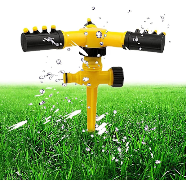 Havesprinkler, 360° automatisk roterende justerbar plænesprinkler, nem slangeforbindelse med spydbase, havevandingssystem