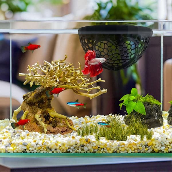 Floating Betta Hammock 3D Printed Shrimp Cave Fish Hideout Aquarium Hammock Betta Feeder Resting Spot for Shrimp Small Fish Corydoras Nano Aquariums White White S