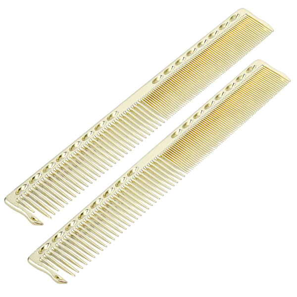 2 stk Profesjonell rustfritt stål hårklipp Kam Salon Frisør Kam Styling ToolGold