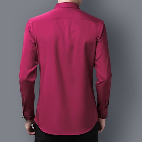 Rose Red Herrkläder för Män, Slim Fit, Knapp-Ner-Krage