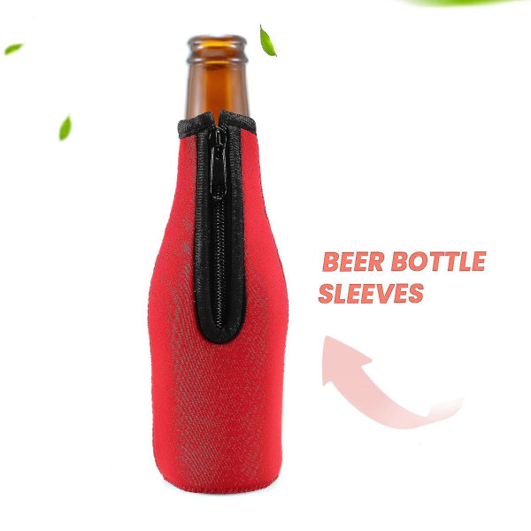 Grön ölflaskkylare - isolerat cover med dragkedja för 12 oz/330 ml flaskor
