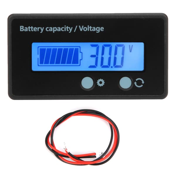 DC10‑100V LCD-skjerm Batterinivåindikator Voltmeter Spenningstester Blå Bakgrunnsbelysning