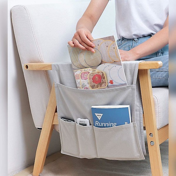 Fåtöljarrangör med 5 fickor - Grå soffa armstöd caddy