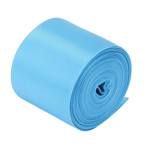 Dubbelsidig satinbandrulle 5m/16,4ft längd 38mm/1,5in bredd DIY polyester presentförpackningsband för hantverk hårprydnader himmelsblå
