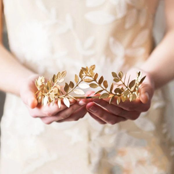 Brudehodebånd 2 stk Legering metallblad krone vinranke pannebånd blad tiara bryllup hodeplagg Brudepike Ball Hårtilbehør for kvinner jenter