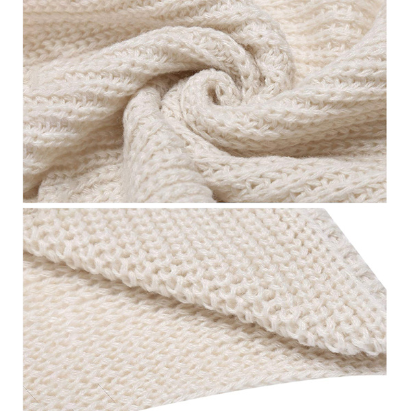 Vintermode Unisex varmvirkad stickad sjal med ärmar - 2 färger - 1 st beige