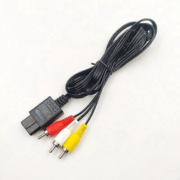 Komposittkabel, Stereo Audio Video AV RCA Strømkabel for Gamecube/NGC/64/N64/SNES (1 stk 1.75m/5.8ft)