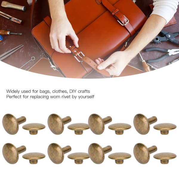 Dobbelte Hætte Nitter - Sæt med 200, 10x10mm - til Jeans, Sko, Tasker og Tøj Bronze