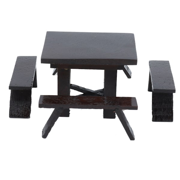 1:12 Dukkehus Bord Træ Bænk Miniature Sort Spisebord Møbler Dukkehus Dekoration