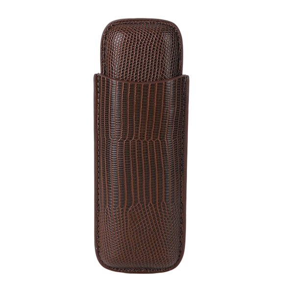 Cigar Etui Holder PU Læder Brun 2 Finger Cigar Bære Rejsetaske Bærbar til Rejse Jubilæumsgaver