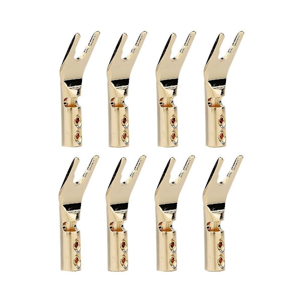 8 stk. HIFI Banan Y Spade Y Gullbelagt Ren Kobber Skrue Gaffel HiFi Høyttaler Spade Koblingsplugger - Kobber - B7