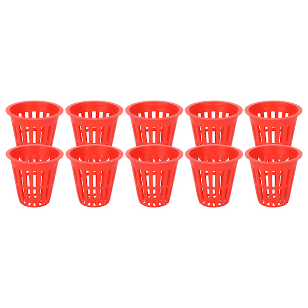 10 STK Plantekurv Hydroponisk dyrkningskurv Plastic Plant Mesh Cup til altanhaveRød