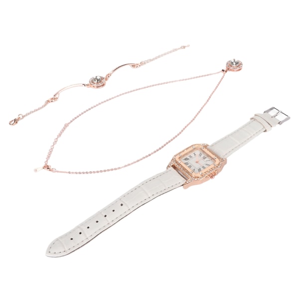 3 Pakke Dame Glitter Kvarts Klokke Armbånd Sett Elegant Rhinestone Halskjede Bangle Watch Sett