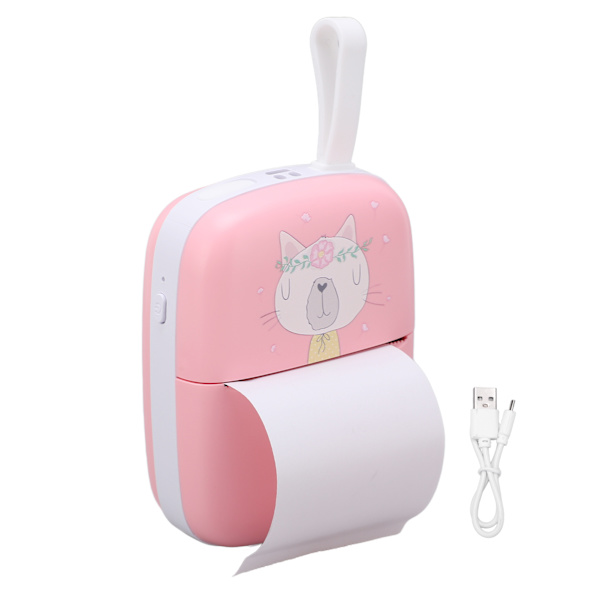Mini-printer - Pink - Multifunktionel bærbar mini HD WiFi mobiltelefon foto titel note fejl spørgsmål termisk printer