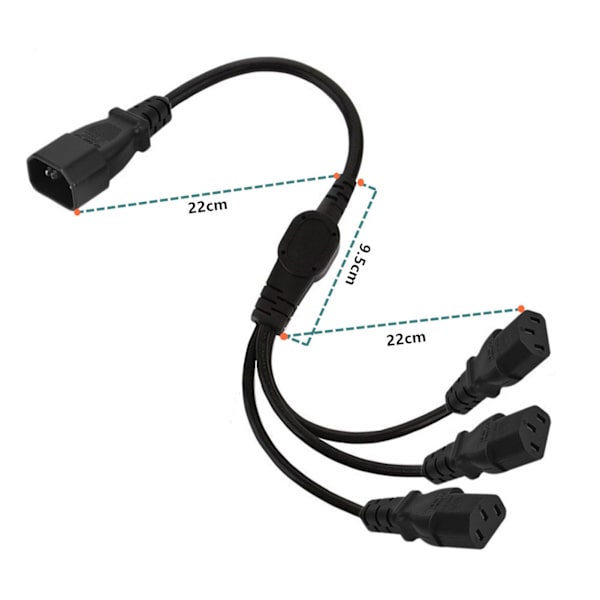 IEC 320 C14 til 3 X C13 Strømkabel Universal 1 til 3 IEC 320 C14 Han til 3 X C13 Hun Y Splitter Strømadapterkabel