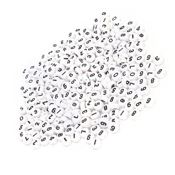 500 stk akrylperler DIY håndlagde perle smykker tilbehør nummer 0-9 for håndverkssamling