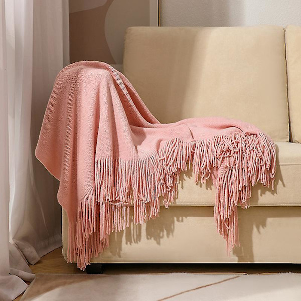 Højkvalitets Komfortabelt Tæppe Dejligt Multifunktionelt Sofatæppe, 127*178cm Blødt, Egnet til Sofa/Seng (pink)