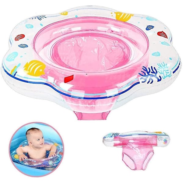 Uppblåsbar baby simring - Säker PVC baby pool flytande säte båt för småbarn barn (6-36 månader) - Rosa