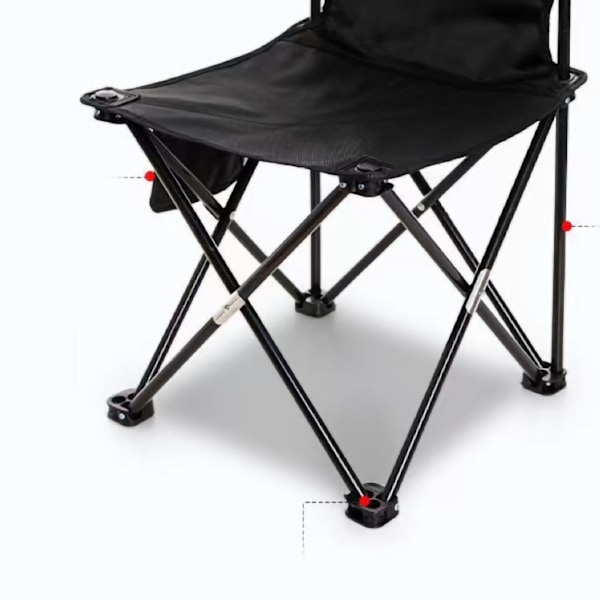 Camping sammenleggbar stol i jernrør Oxford-stoff bærbar utendørs krakk for fritid strandpiknik svart 39x39x65cm/15.35x15.35x25.59in