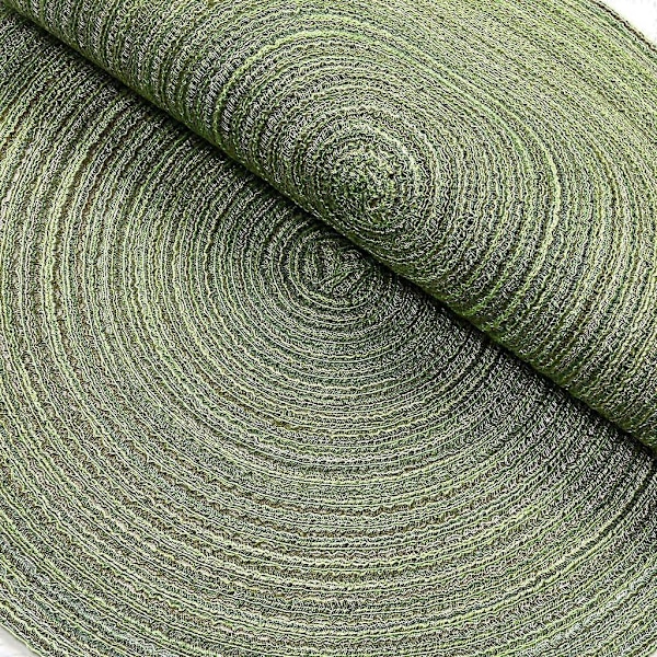 Pyöreät kudotut tabletit, 6 kpl, pestävät, pyöreät puuvillatabletit, pestävät, lämmönkestävät ja liukumattomat, halkaisija 35 cm, vihreä
