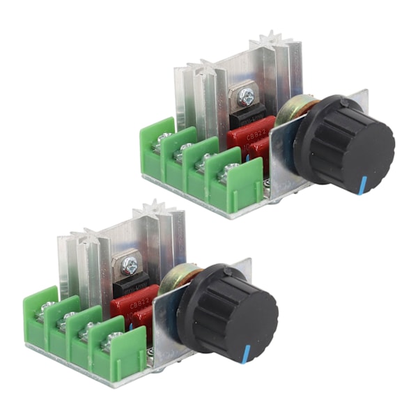 2PCS 2000W 220V AC SCR Spänningsregulator Justerbar Motorhastighetskontrollmodul Vridpotentiometer