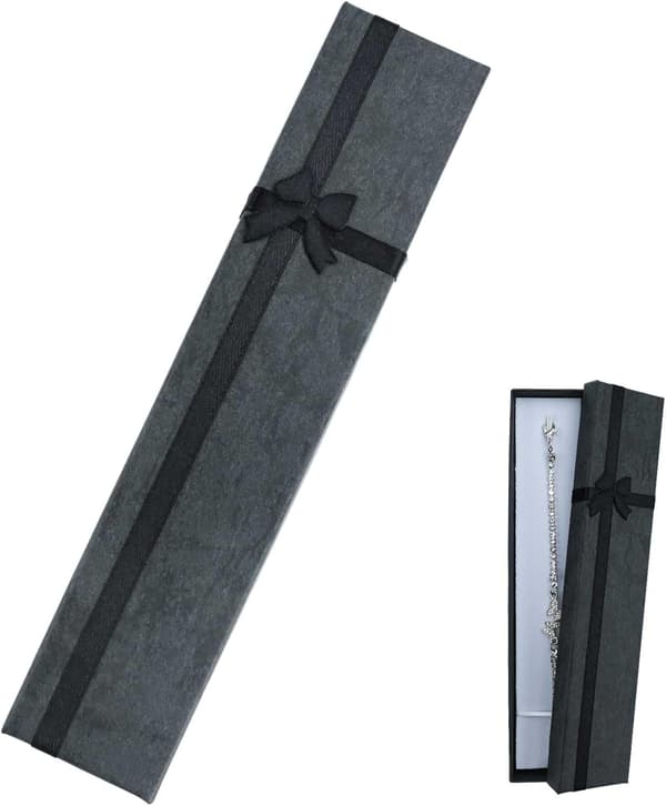 Rectangular Jewelry Gift Box Long Chain Display Case Necklace Bracelet Pendant Gift Box for Wedding Birthday Christmas Black